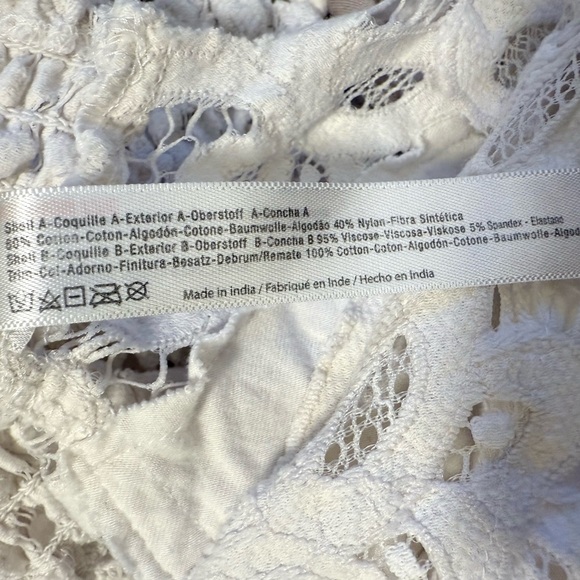 Free People Women’s Adela Bralette Top, Size Medium, White Lace Boho Crop Tank - Picture 7 of 7